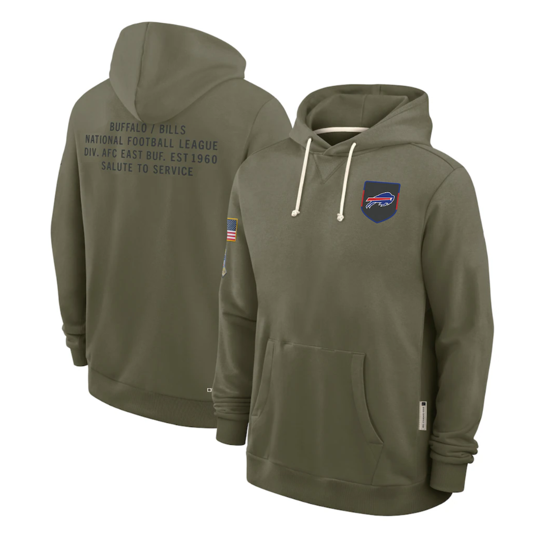 Men's Buffalo Bills Olive 2025 Salute to Service Sideline Standard Issue Dri-FIT Hoodie football jersey product view 1