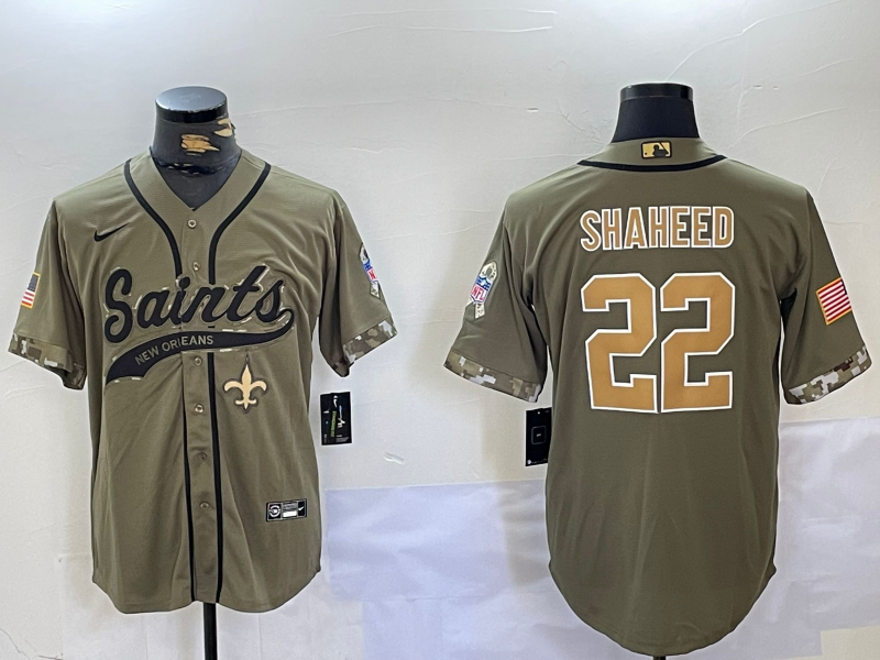 Men's New Orleans Saints Rashid Shaheed #22 Olive Salute To Service Game Jersey1 football jersey product view 1