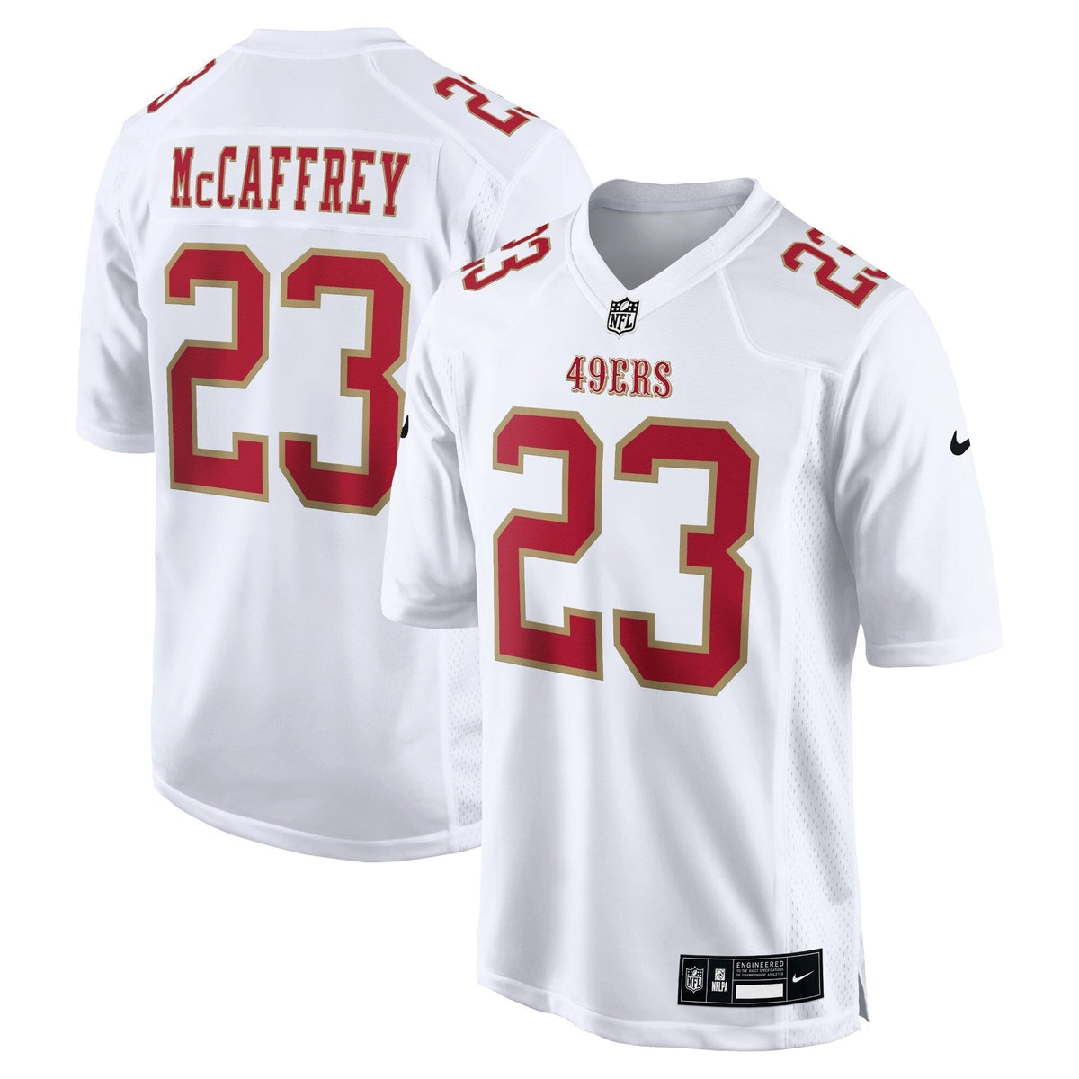 Christian McCaffrey San Francisco 49ers Nike Fashion Game Jersey - Tundra White football jersey product view 1