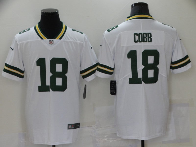 Men's Green Bay Packers Randall Cobb #18 White Game Player Jersey1 football jersey product view 1