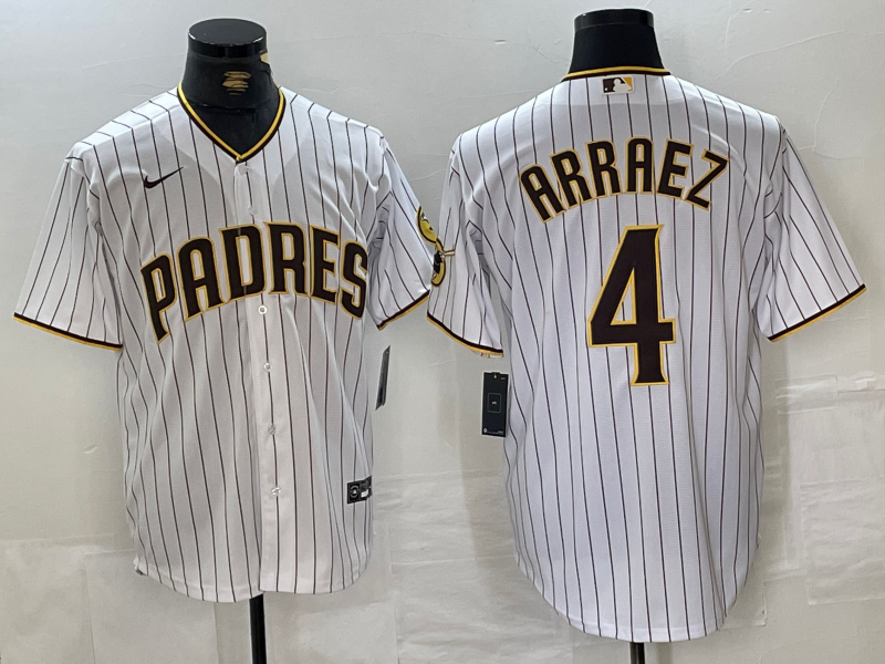Men's San Diego Padres Luis Arraez #4 White Replica Player Jersey1 baseball jersey product view 1