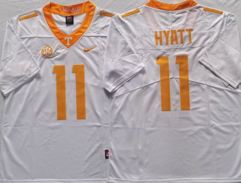 Men's Tennessee Volunteers Jalin Hyatt #11 White Player Game Jersey sports jersey product view 1