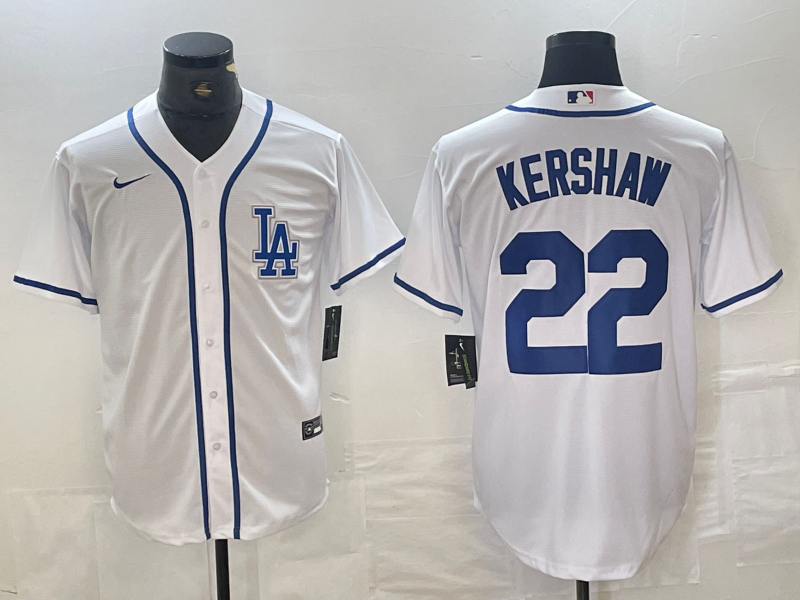 Men's Los Angeles Dodgers Clayton Kershaw #22 White Limited Player Jersey1 baseball jersey product view 1