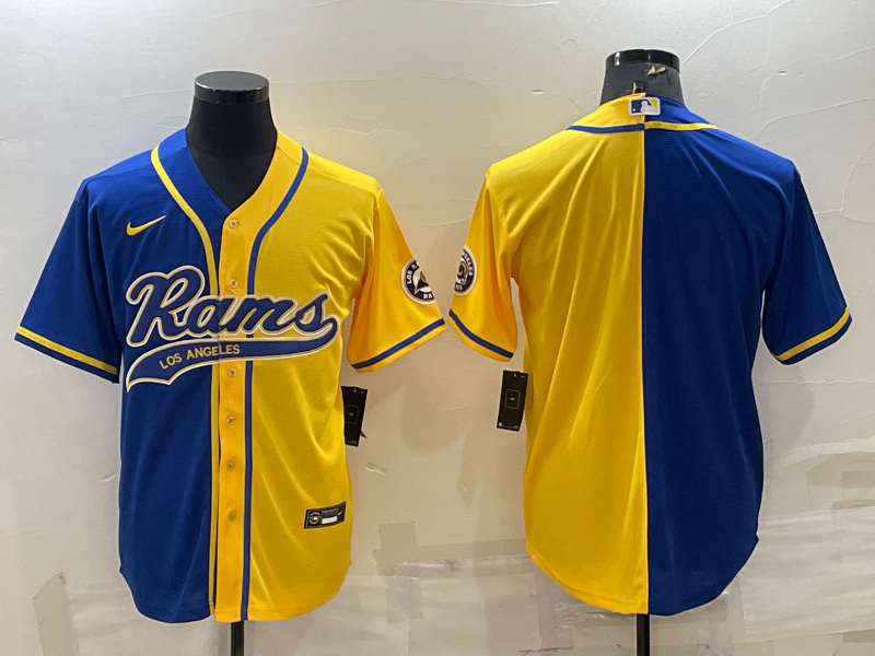 Men's Los Angeles Rams Blue/Yellow Blank Jersey1 football jersey product view 1