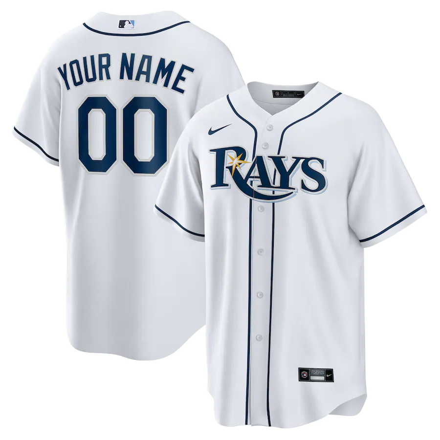 Men's Tampa Bay Rays White Home Replica Custom Jersey1 baseball jersey product view 1