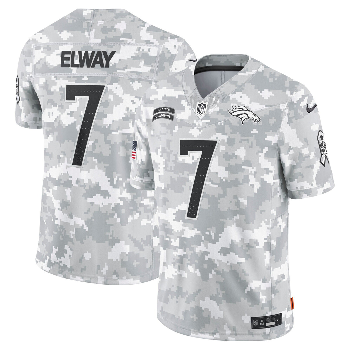 John Elway Denver Broncos Nike 2024 Salute to Service Retired Limited Jersey - Arctic Camo football jersey product view 1