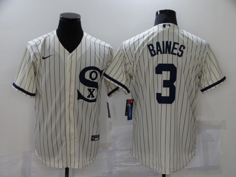 Men's Chicago White Sox Harold Baines #3 Beige Replica Baseball Jersey1 baseball jersey product view 1