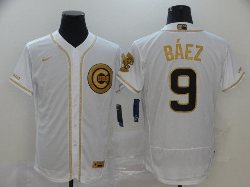 Men's Chicago Cubs Javier Baez #9 White Alternate Game Jersey baseball jersey product view 1