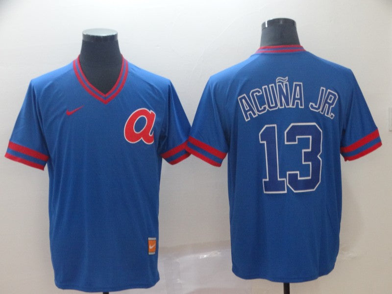 Men's Atlanta Braves Ronald Acuna Jr. #13 Blue Replica Player Jersey1 baseball jersey product view 1