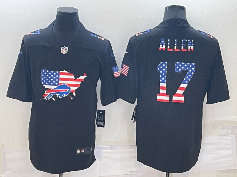 Men's Buffalo Bills Josh Allen #17 Black Authentic Player Jersey1 football jersey product view 1