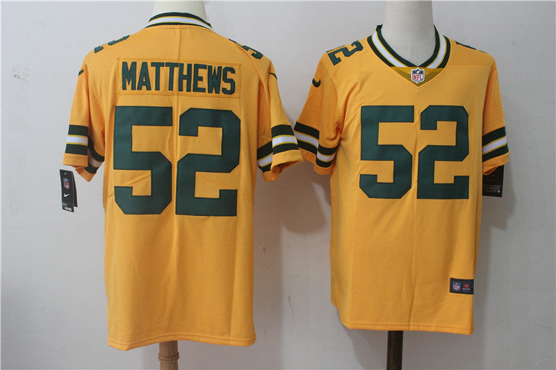 Men's Green Bay Packers Clay Matthews #52 Yellow Inverted Legend Jersey1 football jersey product view 1