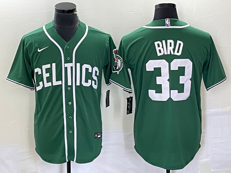 Men's Boston Celtics Larry Bird #33 Green Replica Player Jersey basketball jersey product view 1