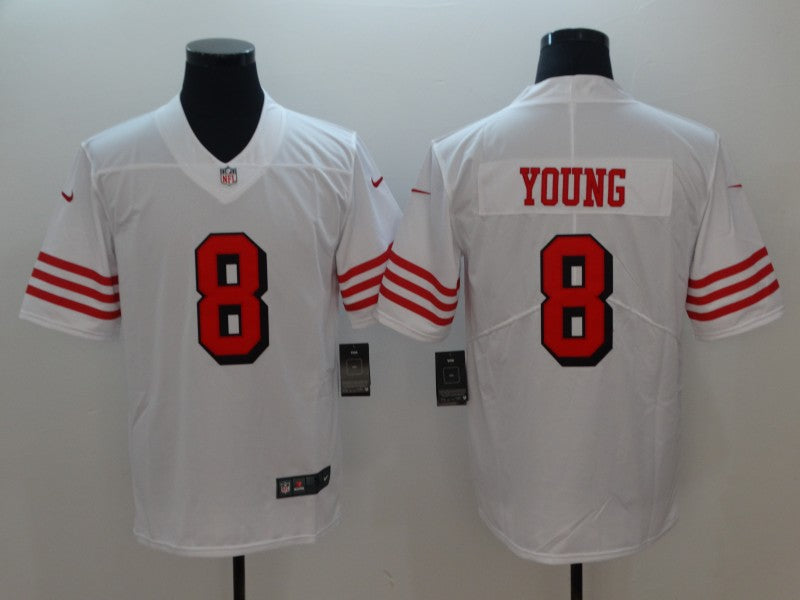 Men's San Francisco 49ers Steve Young #8 White Game Player Jersey1 football jersey product view 1