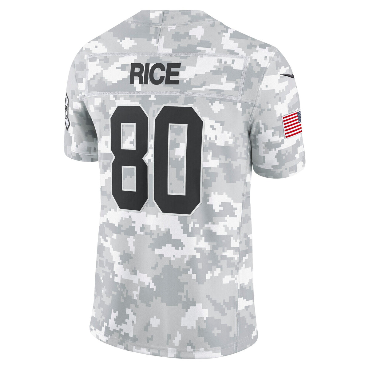 Jerry Rice San Francisco 49ers Nike 2024 Salute to Service Retired Limited Jersey - Arctic Camo football jersey product view 3