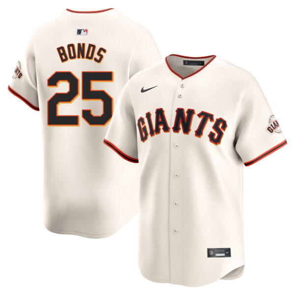 Barry Bonds San Francisco Giants Home Limited Jersey - Cream baseball jersey product view 1