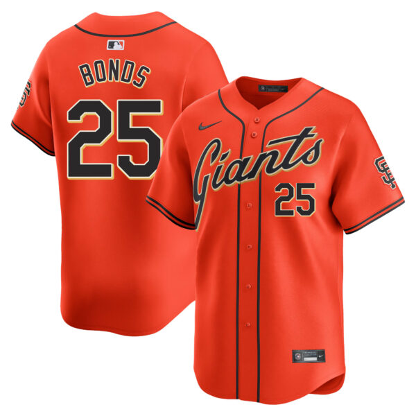 Barry Bonds San Francisco Giants Alternate Limited Jersey - Orange baseball jersey product view 1