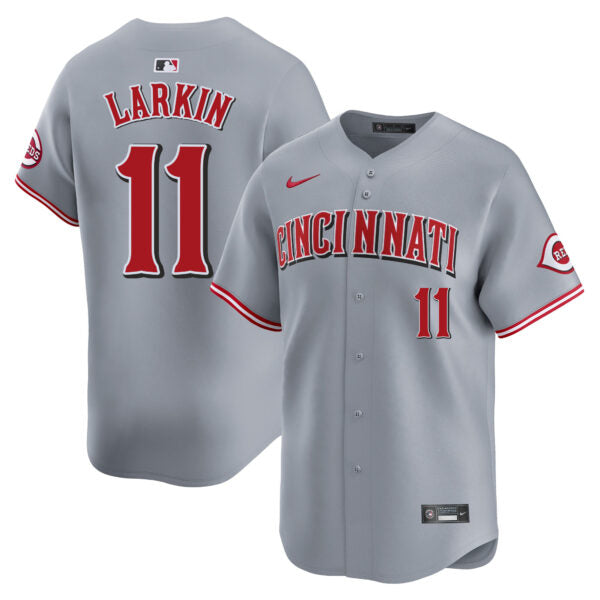Barry Larkin Cincinnati Reds Road Limited Jersey - Gray baseball jersey product view 1