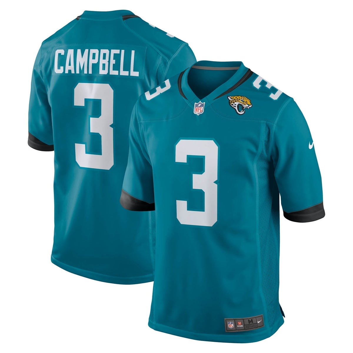 Tyson Campbell Jacksonville Jaguars Nike Team Game Jersey - Teal football jersey product view 1