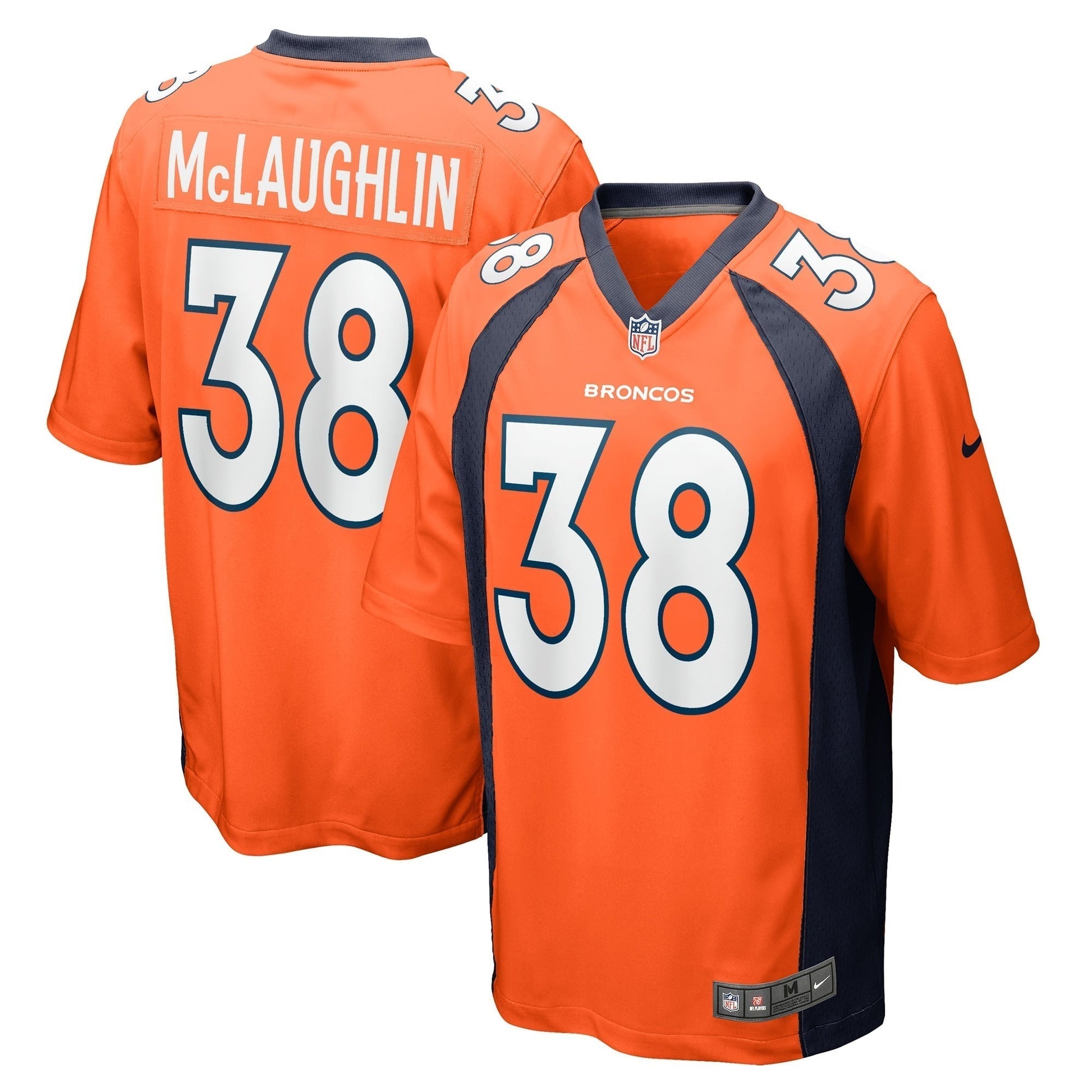 Jaleel McLaughlin Denver Broncos Nike Game Jersey - Orange football jersey product view 1