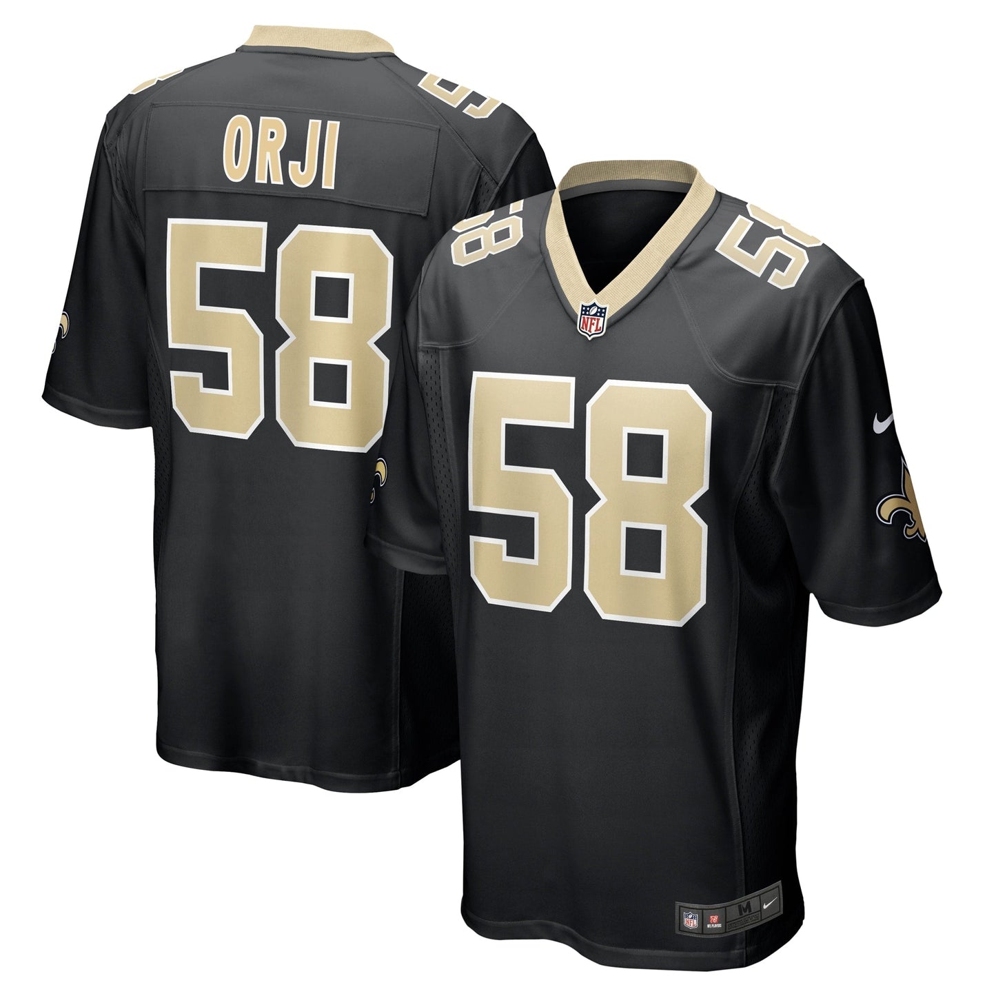 Anfernee Orji New Orleans Saints Nike Team Game Jersey - Black football jersey product view 1