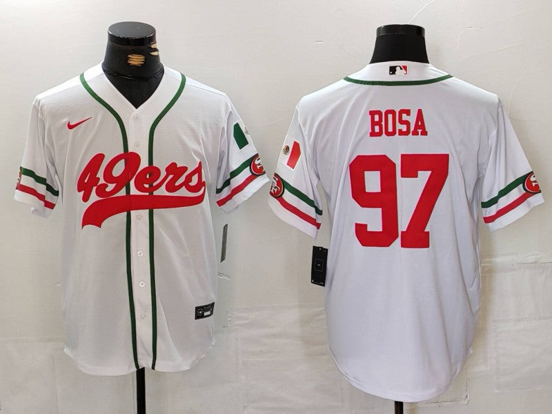 Men's San Francisco 49ers Nick Bosa #97 White Player Jersey1 football jersey product view 1