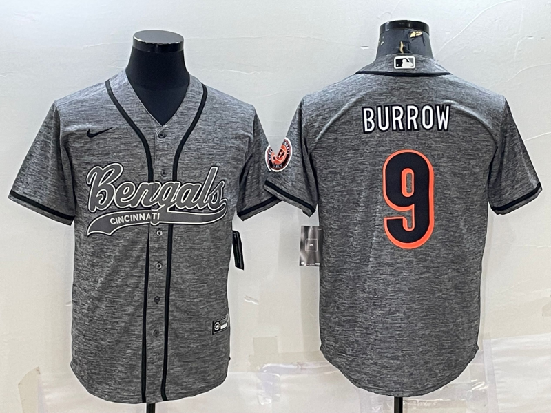 Men's Cincinnati Bengals Joe Burrow #9 Grey Fashion Game Jersey1 football jersey product view 1