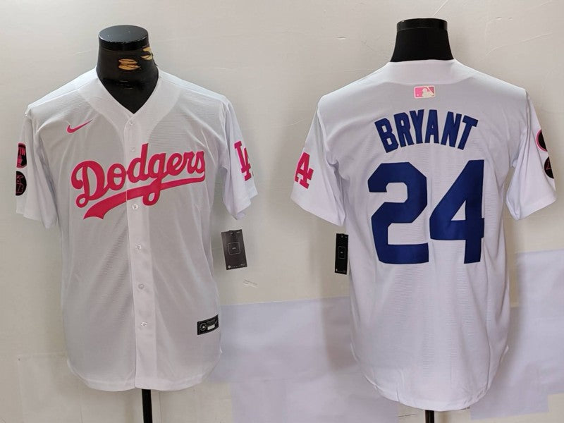Men's Los Angeles Dodgers Kobe Bryant #24 White Limited Player Jersey1 basketball jersey product view 1