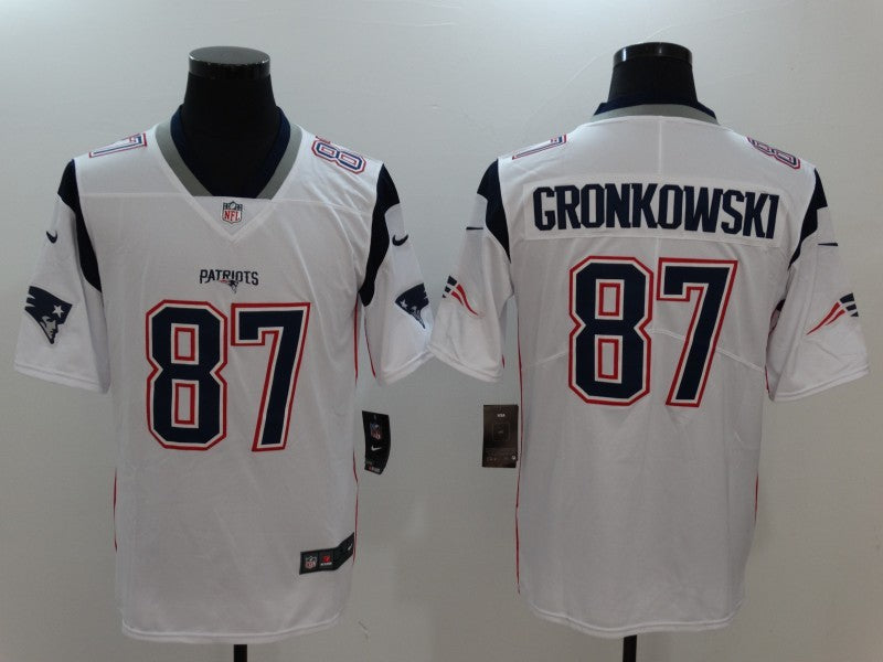 Men's New England Patriots Rob Gronkowski #87 White Game Jersey1 football jersey product view 1