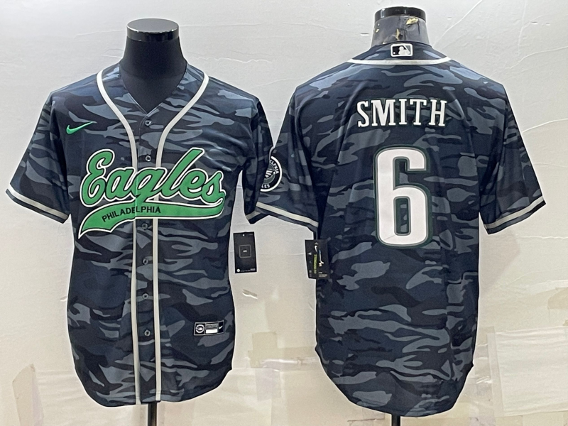 Men's Philadelphia Eagles DeVonta Smith #6 Grey Camouflage Game Jersey1 Joint Edition football jersey product view 1