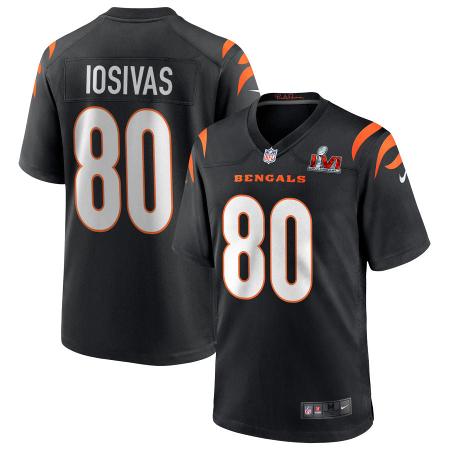 Andrei Iosivas Cincinnati Bengals Nike Super Bowl LVI Game Jersey - Black football jersey product view 1