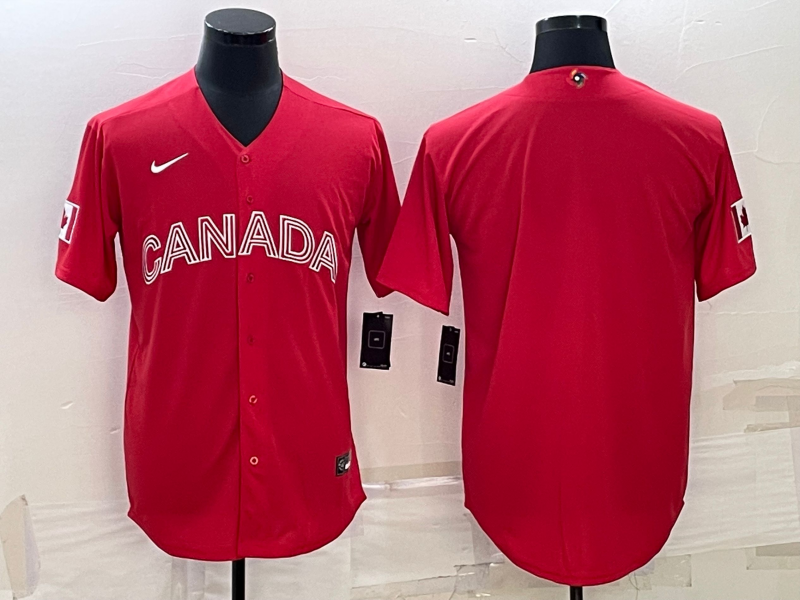 Men's 2023 World Baseball Classic Canada Red Blank Jersey1 baseball jersey product view 1