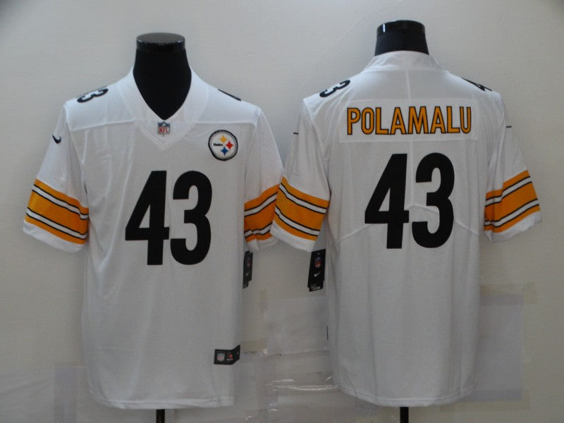 Men's Pittsburgh Steelers Troy Polamalu #43 White Game Jersey1 football jersey product view 1