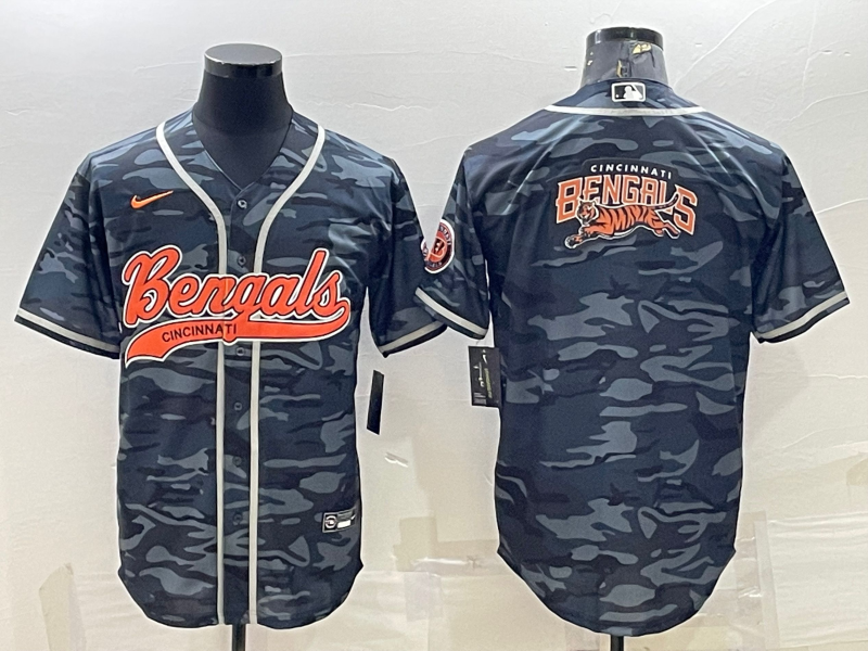 Men's Cincinnati Bengals Grey Camouflage Fashion Jersey1 football jersey product view 1