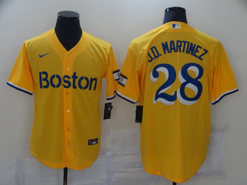 Men's Boston Red Sox J.D. Martinez #28 Yellow Replica Baseball Jersey1 baseball jersey product view 1
