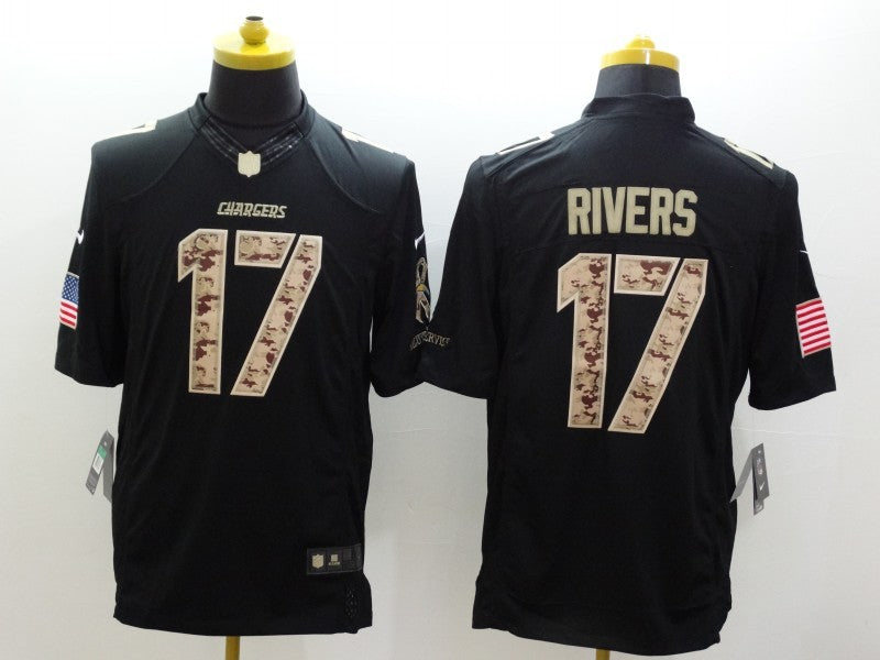 Men's Los Angeles Chargers Philip Rivers #17 Black Game Jersey1 football jersey product view 1