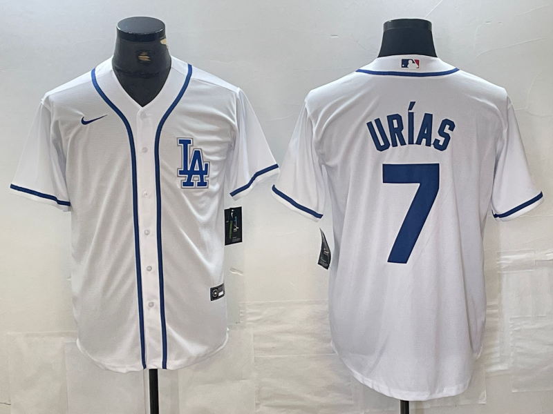 Men's Los Angeles Dodgers Julio Urias #7 White Limited Player Jersey1 baseball jersey product view 1