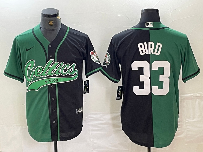 Men's Boston Celtics Larry Bird #33 Green/Black Replica Player Jersey basketball jersey product view 1