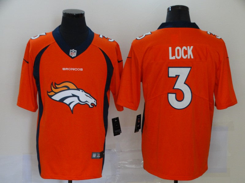 Men's Denver Broncos Drew Lock #3 Orange Player Game Jersey1 football jersey product view 1