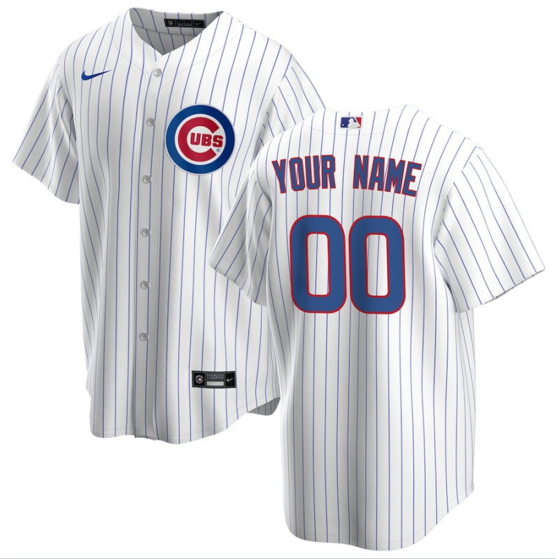 Men's Chicago Cubs White Home Replica Custom Jersey1 baseball jersey product view 1
