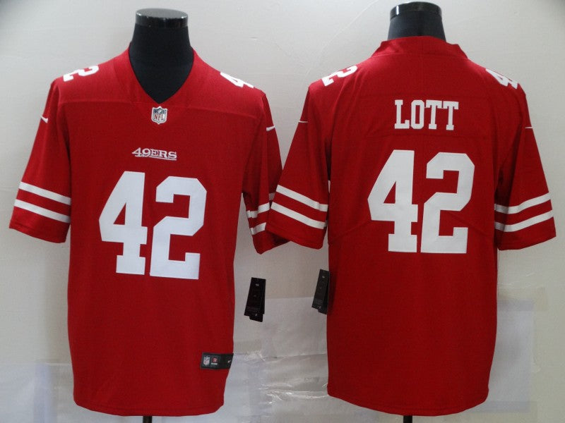 Men's San Francisco 49ers Ronnie Lott #42 Red Game Jersey1 football jersey product view 1
