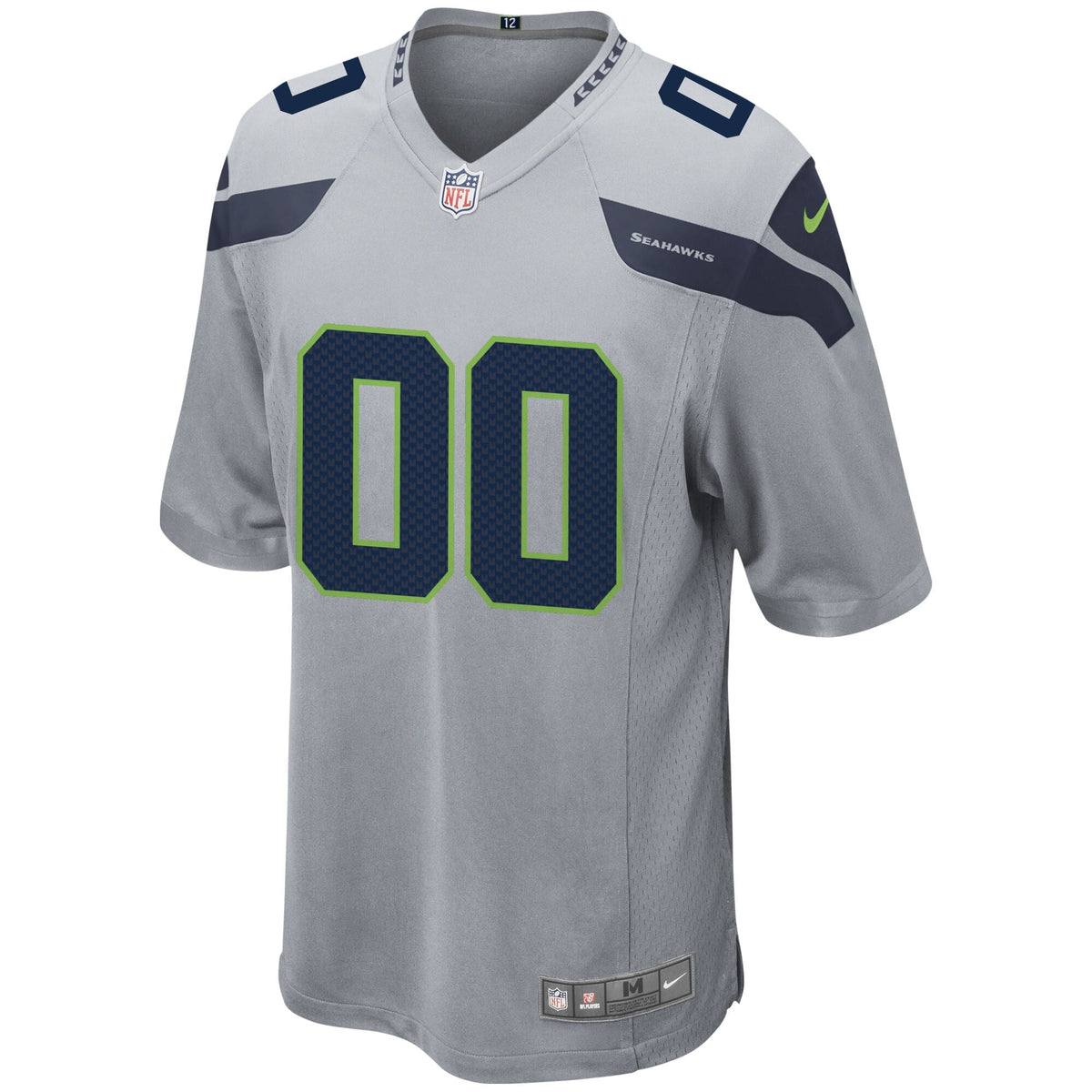 Seattle Seahawks Nike Alternate Custom Game Jersey - Gray football jersey product view 2