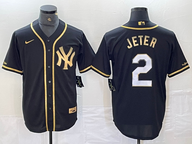 Men's New York Yankees Derek Jeter #2 Black Fashion Stitched Jersey1 baseball jersey product view 1