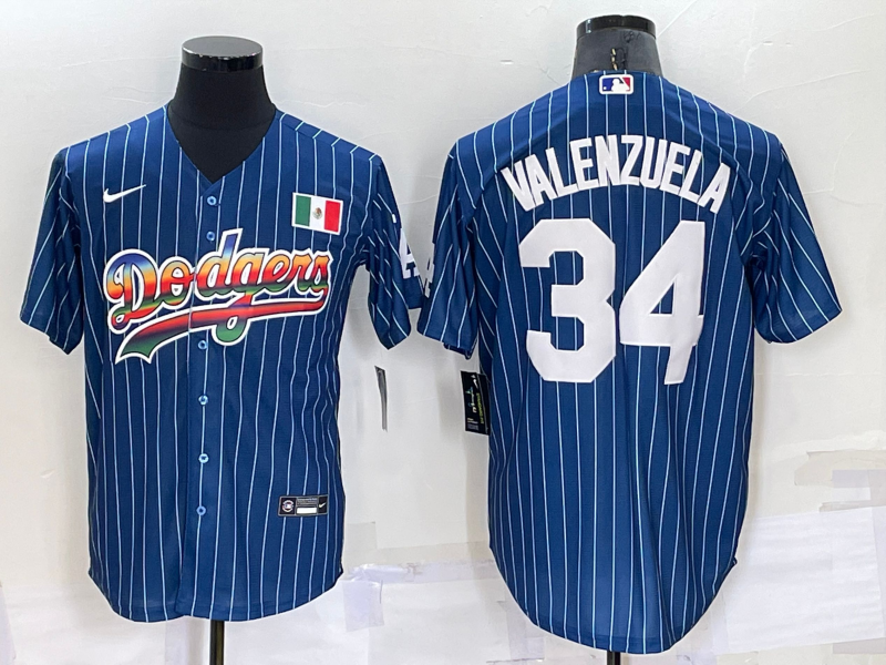Men's Los Angeles Dodgers Fernando Valenzuela #34 Blue Fashion Stitched Jersey1 baseball jersey product view 1