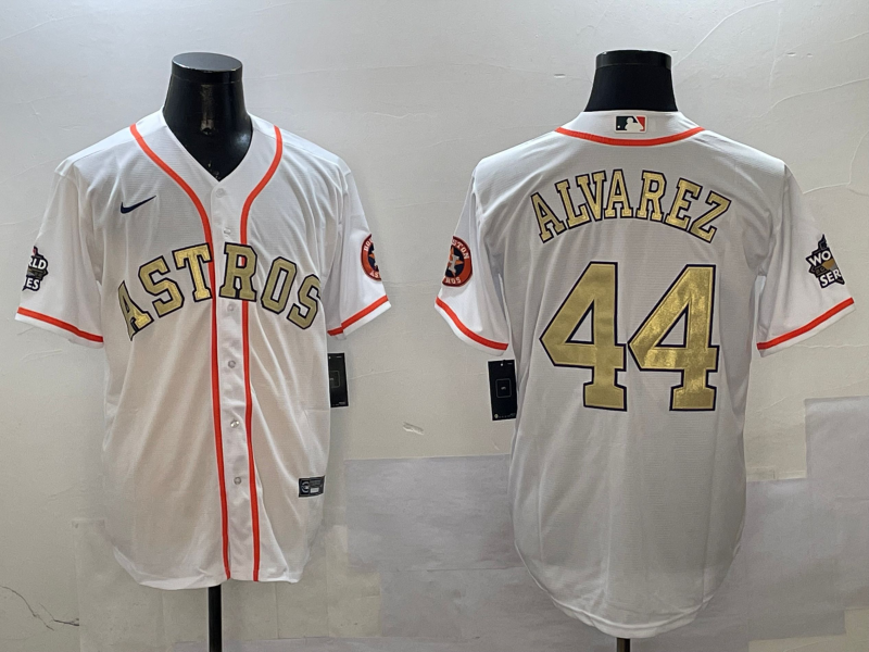 Men's Houston Astros Yordan Alvarez #44 White Player Jersey baseball jersey product view 1