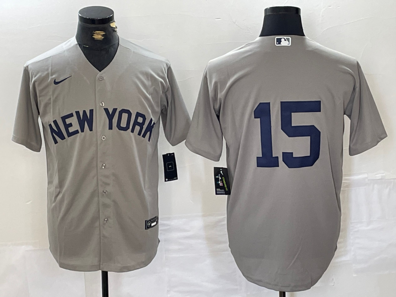 Men's New York Yankees Thurman Munson #15 Gray Replica Player Name Jersey1 baseball jersey product view 1