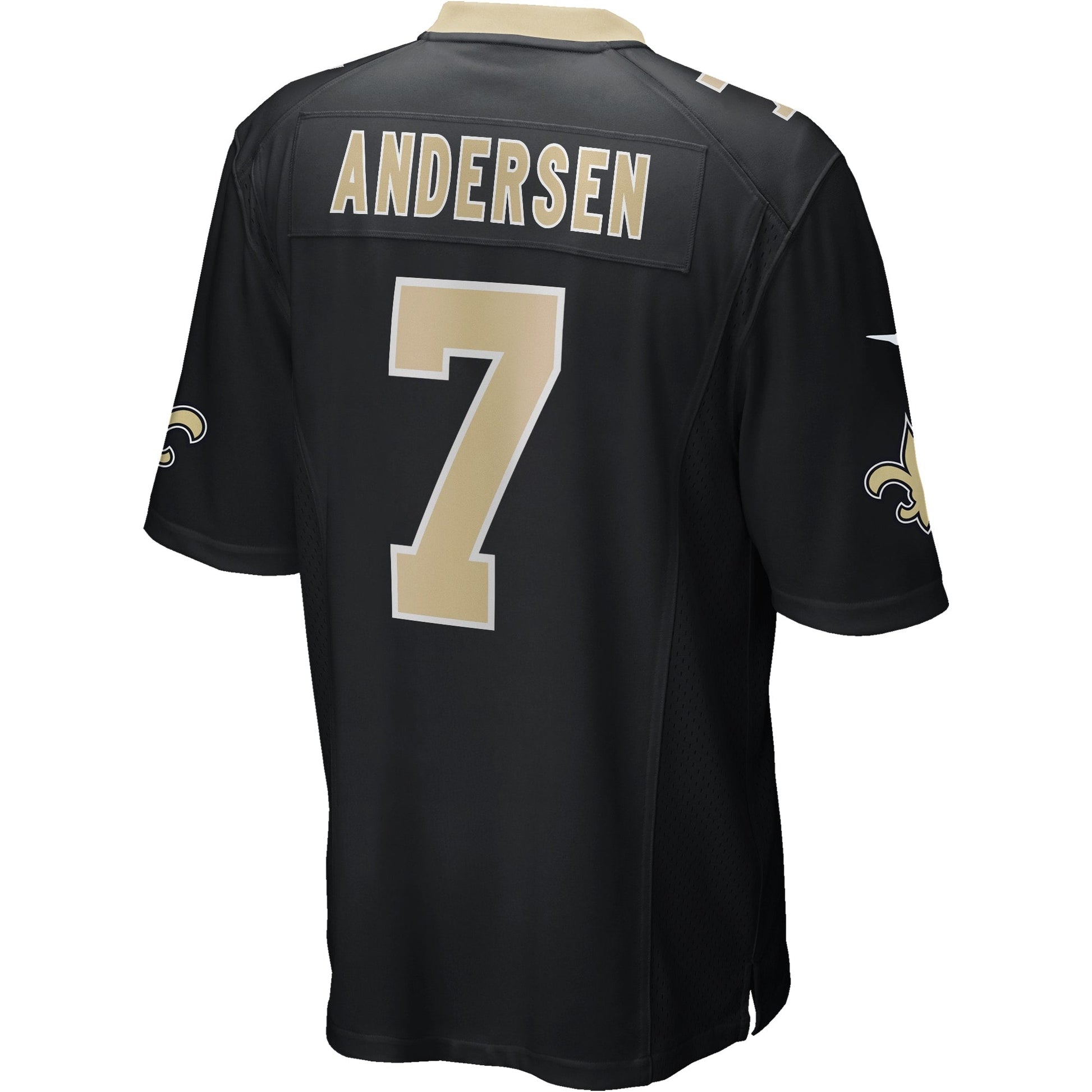 Morten Andersen New Orleans Saints Nike Game Retired Jersey - Black football jersey product view 3