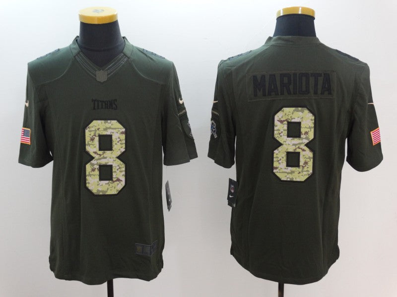 Men's Tennessee Titans Marcus Mariota #8 Army Green Game Jersey1 football jersey product view 1