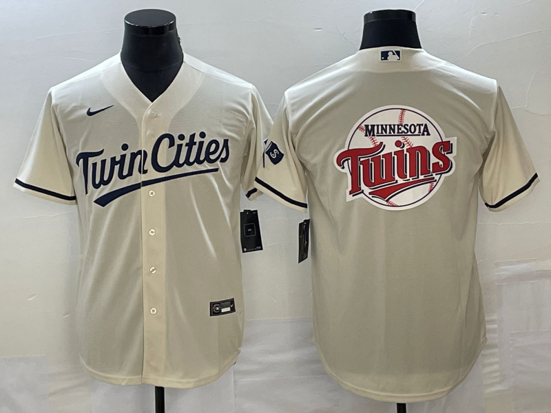 Men's Minnesota Twins Beige Alternate Replica Team Jersey1 baseball jersey product view 1