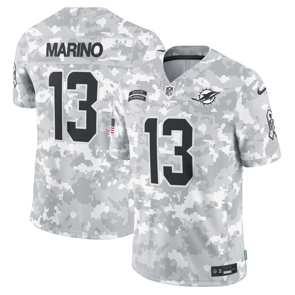 Dan Marino Miami Dolphins Nike 2024 Salute to Service Retired Limited Jersey - Arctic Camo football jersey product view 1