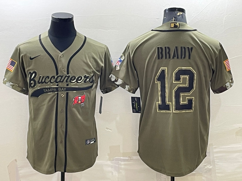 Men's Tampa Bay Buccaneers Tom Brady #12 Olive 2022 Salute To Service Retired Player Limited Jersey1 Joint Edition football jersey product view 1